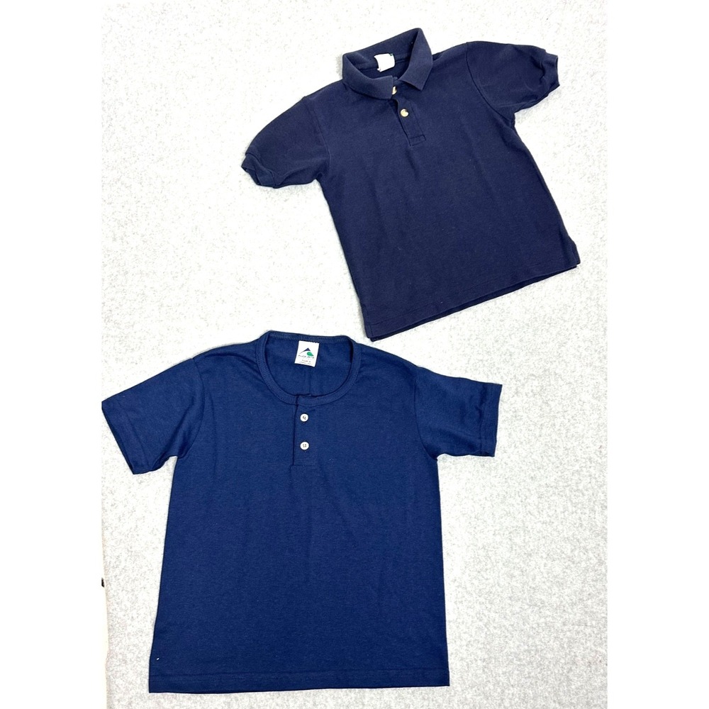 Lot of 2 Boys Shirts Navy Blue Short Sleeve IZOD & Augusta Size S & 5